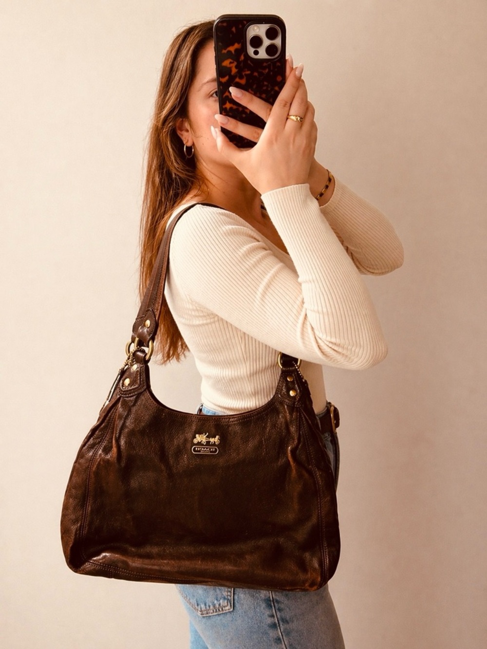Y2K Coach Brown Leather Shoulder Bag 🤎